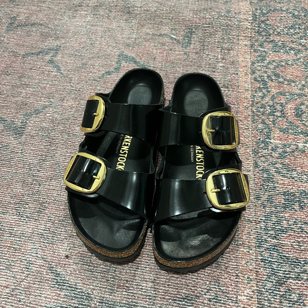 Birkenstock Patent Black Big Buckle, barely worn